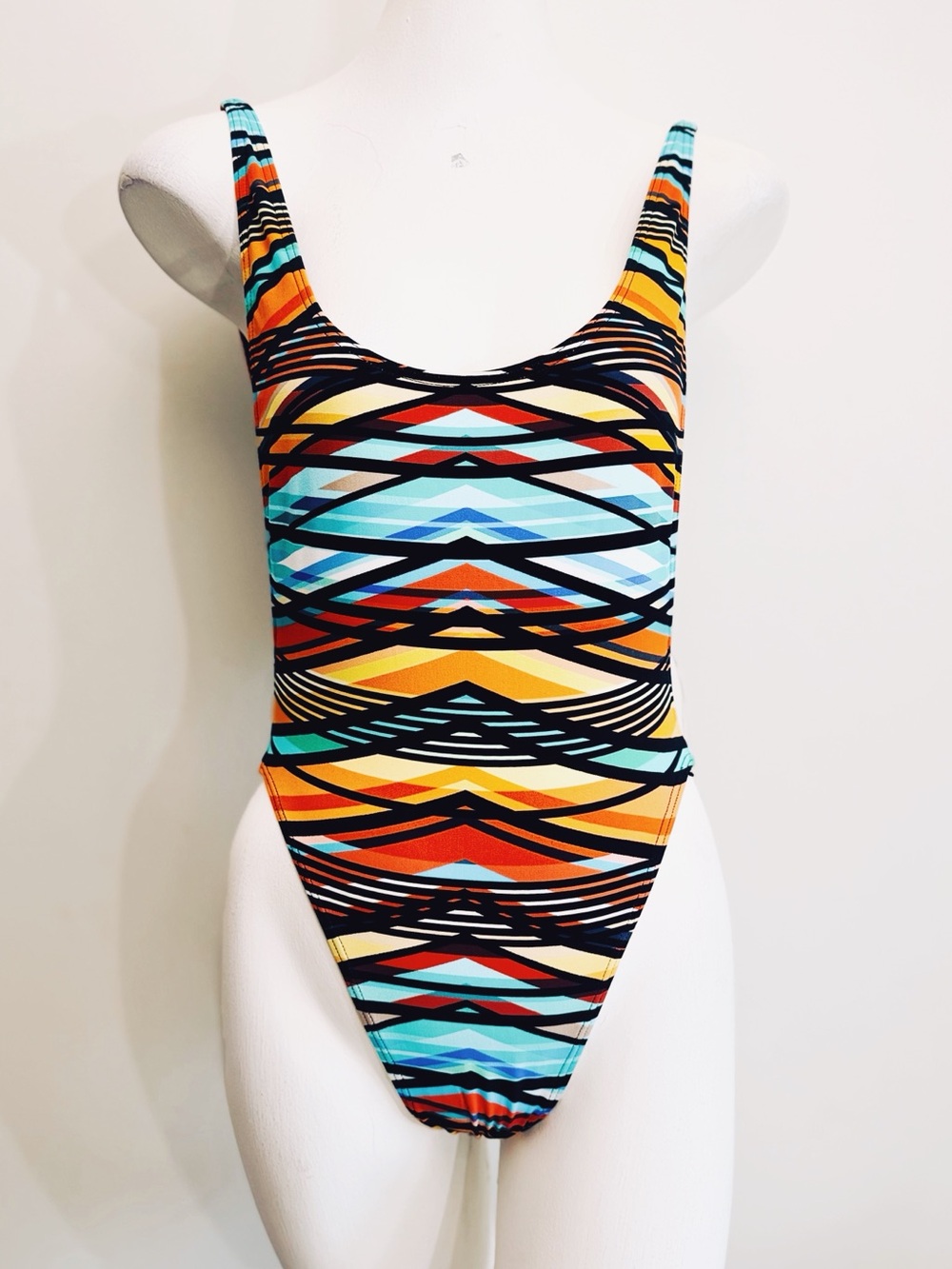 KIKIRIO Multicolor Geometric One-Piece Swimsuit | NWOT | Size Medium